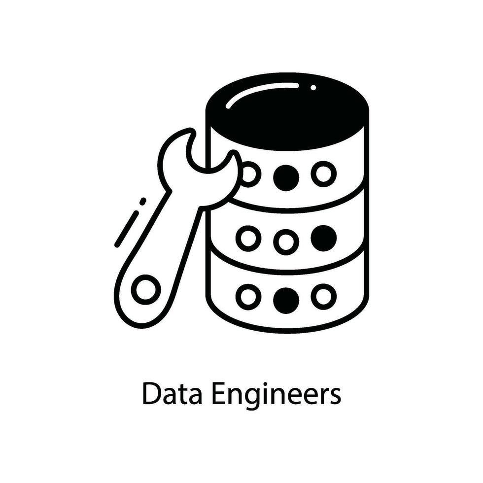 Data Engineers doodle Icon Design illustration. Networking Symbol on White background EPS 10 File vector