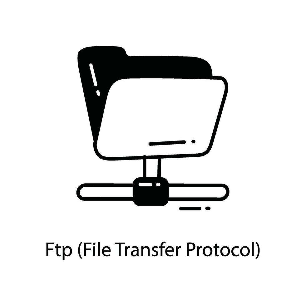 Ftp File Transfer Protocol doodle Icon Design illustration. Networking Symbol on White background EPS 10 File vector