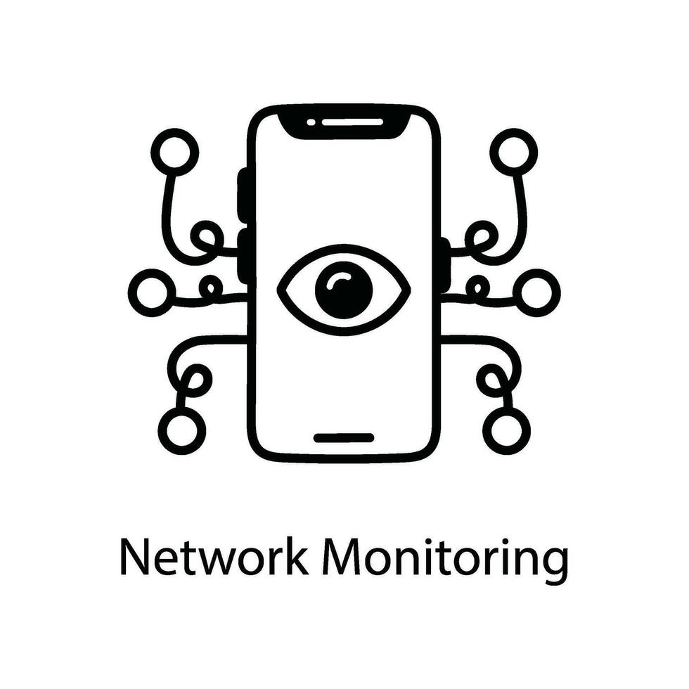 Network Monitoring doodle Icon Design illustration. Networking Symbol on White background EPS 10 File vector