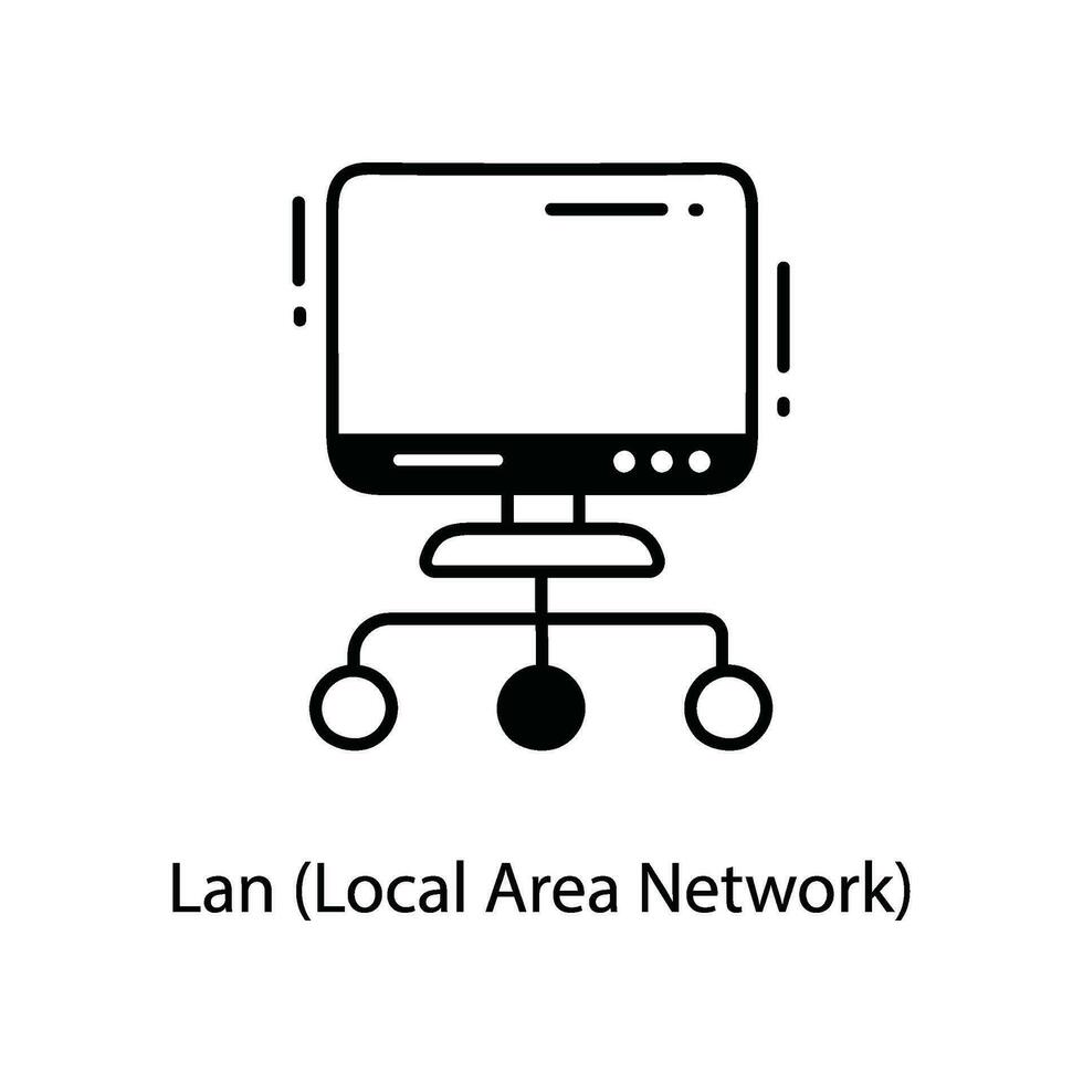 Lan Local Area Network doodle Icon Design illustration. Networking Symbol on White background EPS 10 File vector
