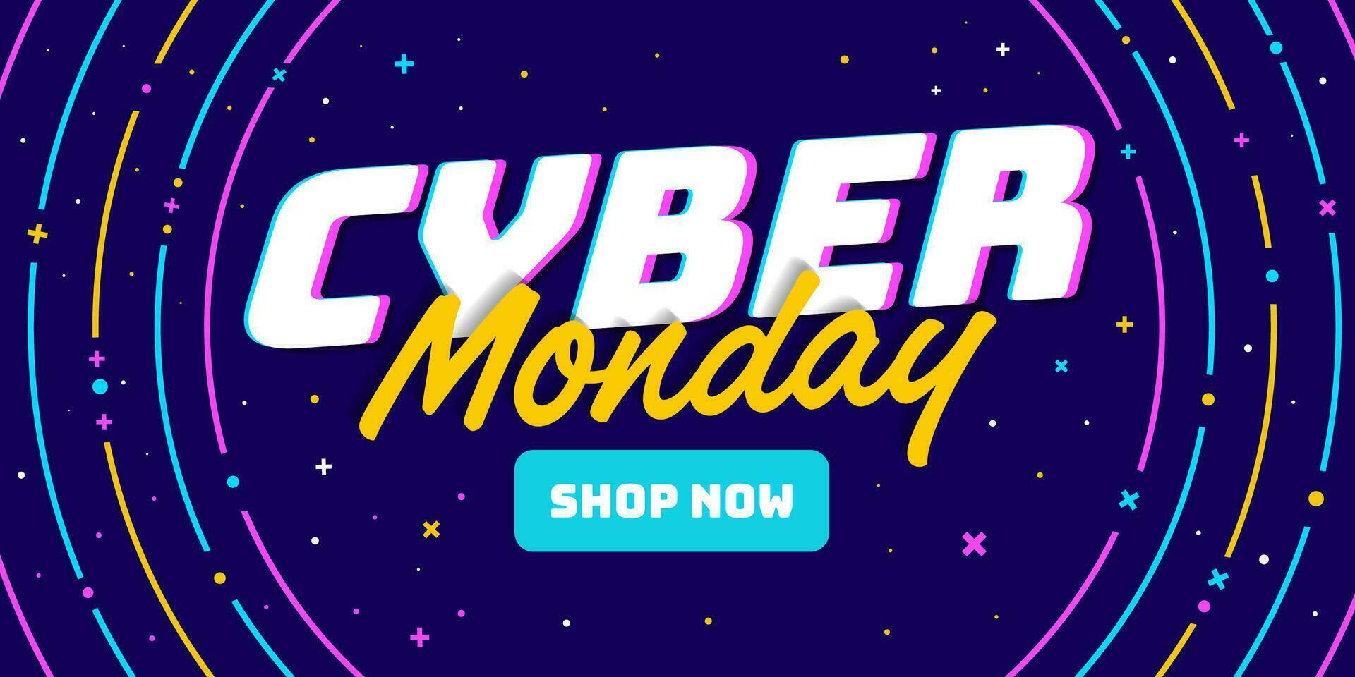 cyber monday horizontal banner illustration in flat design style vector