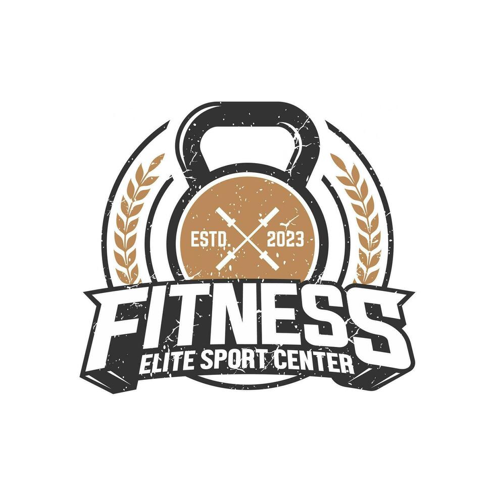 Vintage Kettlebell Gym Fitness Logo Vector Template