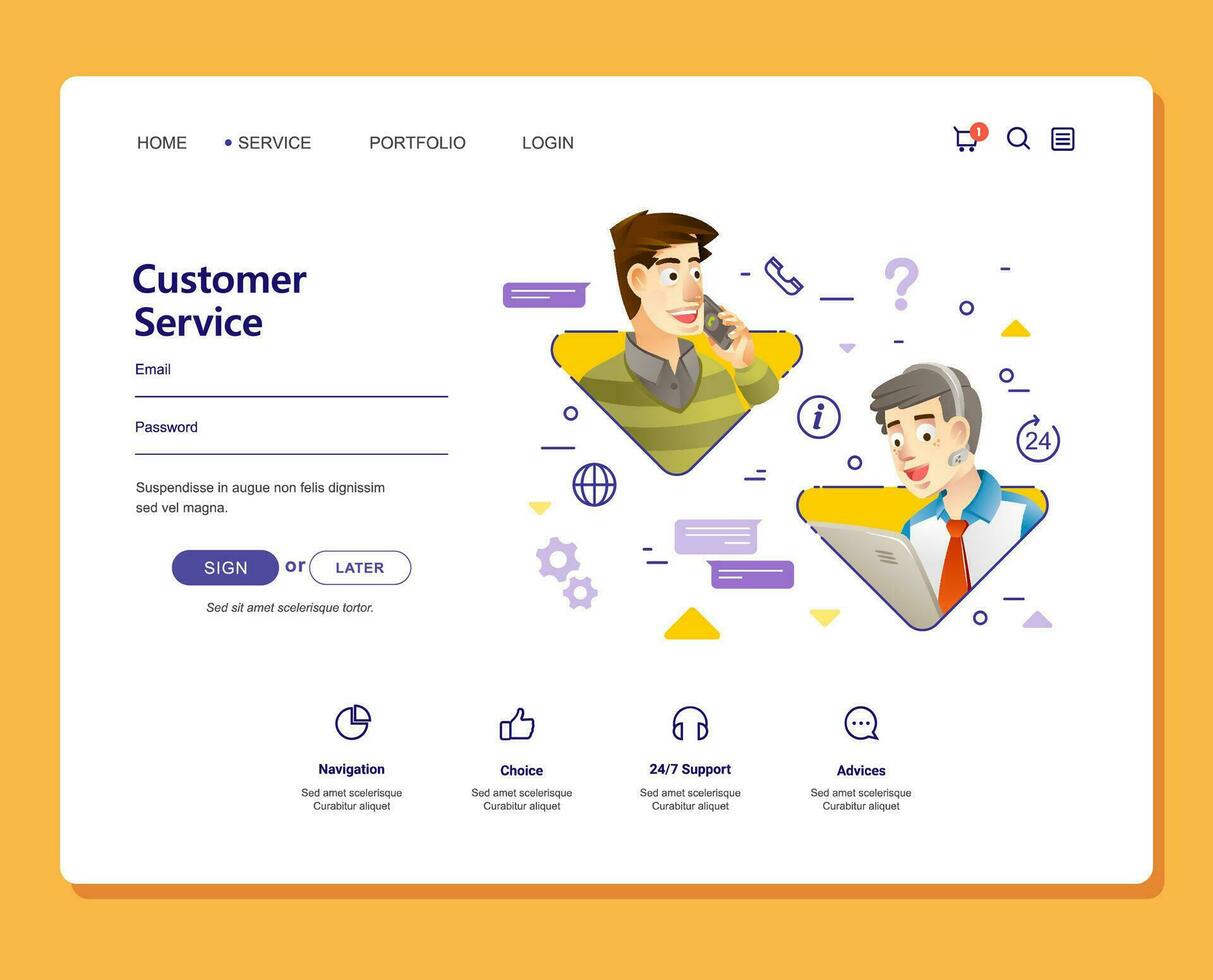 costumer service care 24 hours illustration with flat modern style design vector