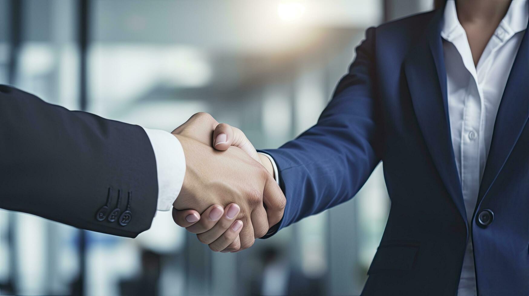 Professional Agreement. A Successful Interview Handshake. AI Generated photo