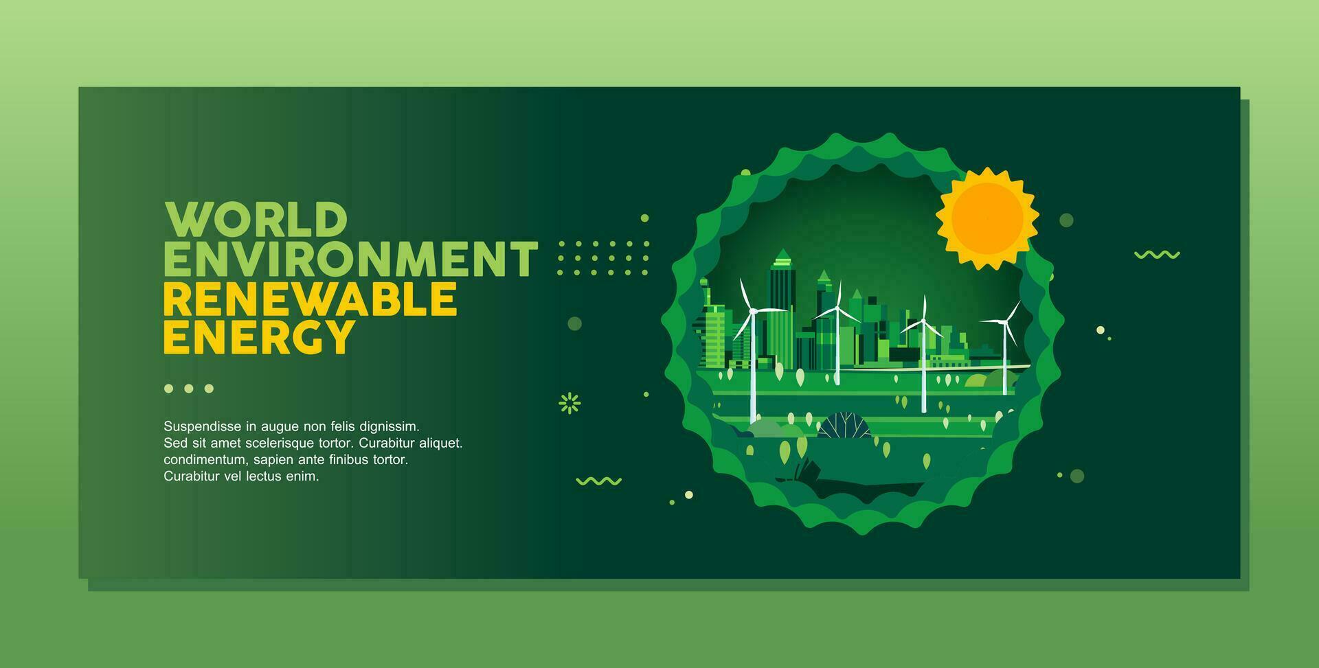 Green eco friendly city Ecology and environmental conservation sustainable development renewable energy banner template vector