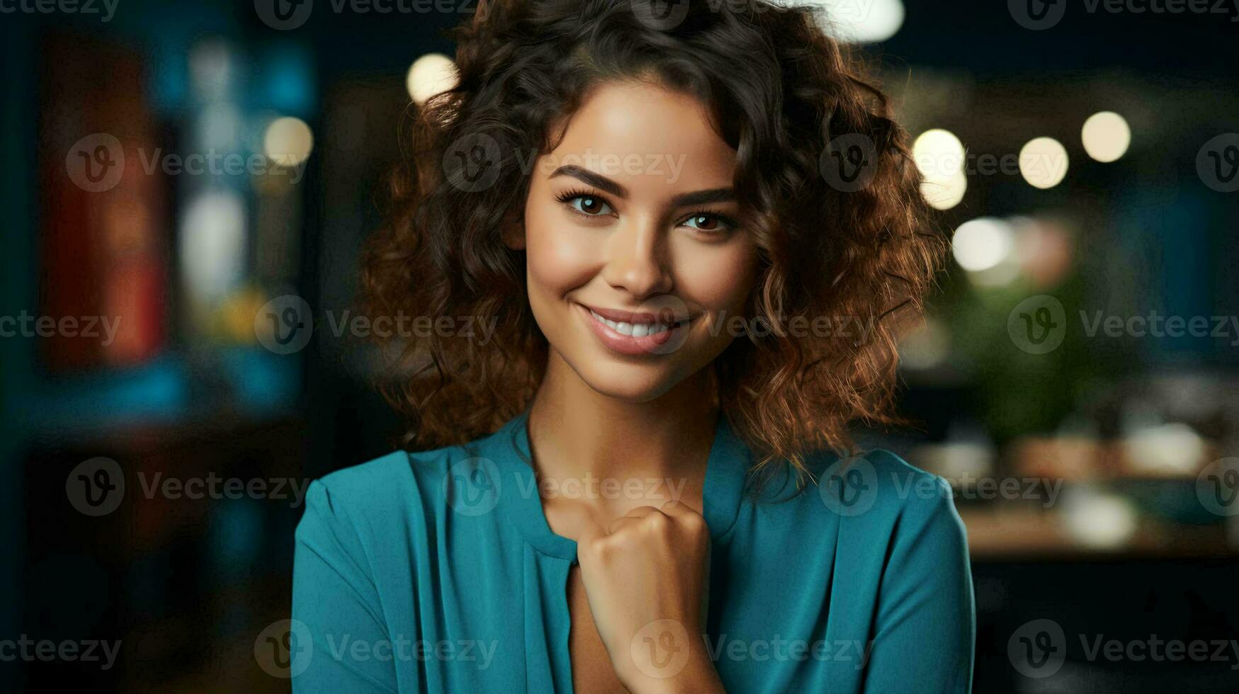 Beautiful successful modern strong woman businesswoman in office photo