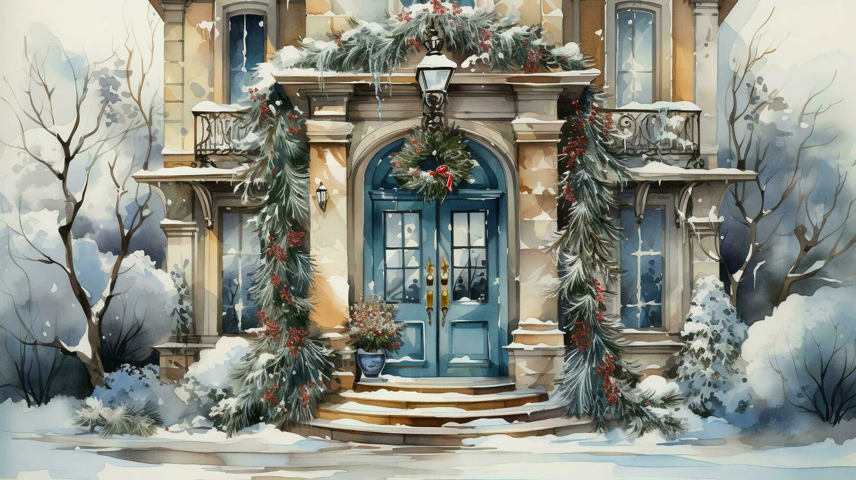 Christmas New Year holiday beautiful winter home decorations, background photo