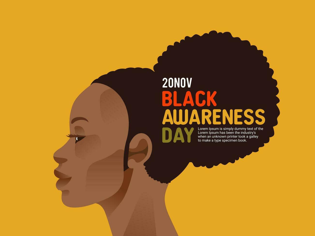 Portrait African woman side view with the text Black Lives Matter awareness day. Stop racism poster banner. Vector stock illustration