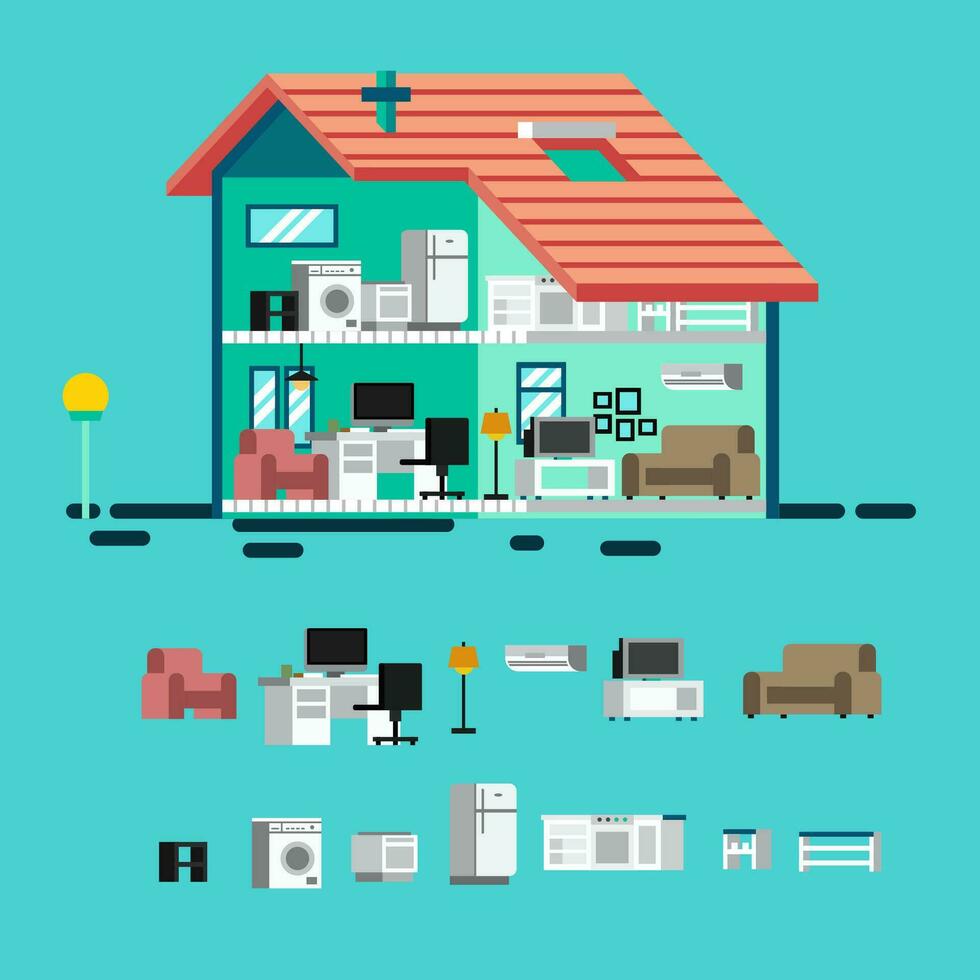 home appliance set of editable vector illustration