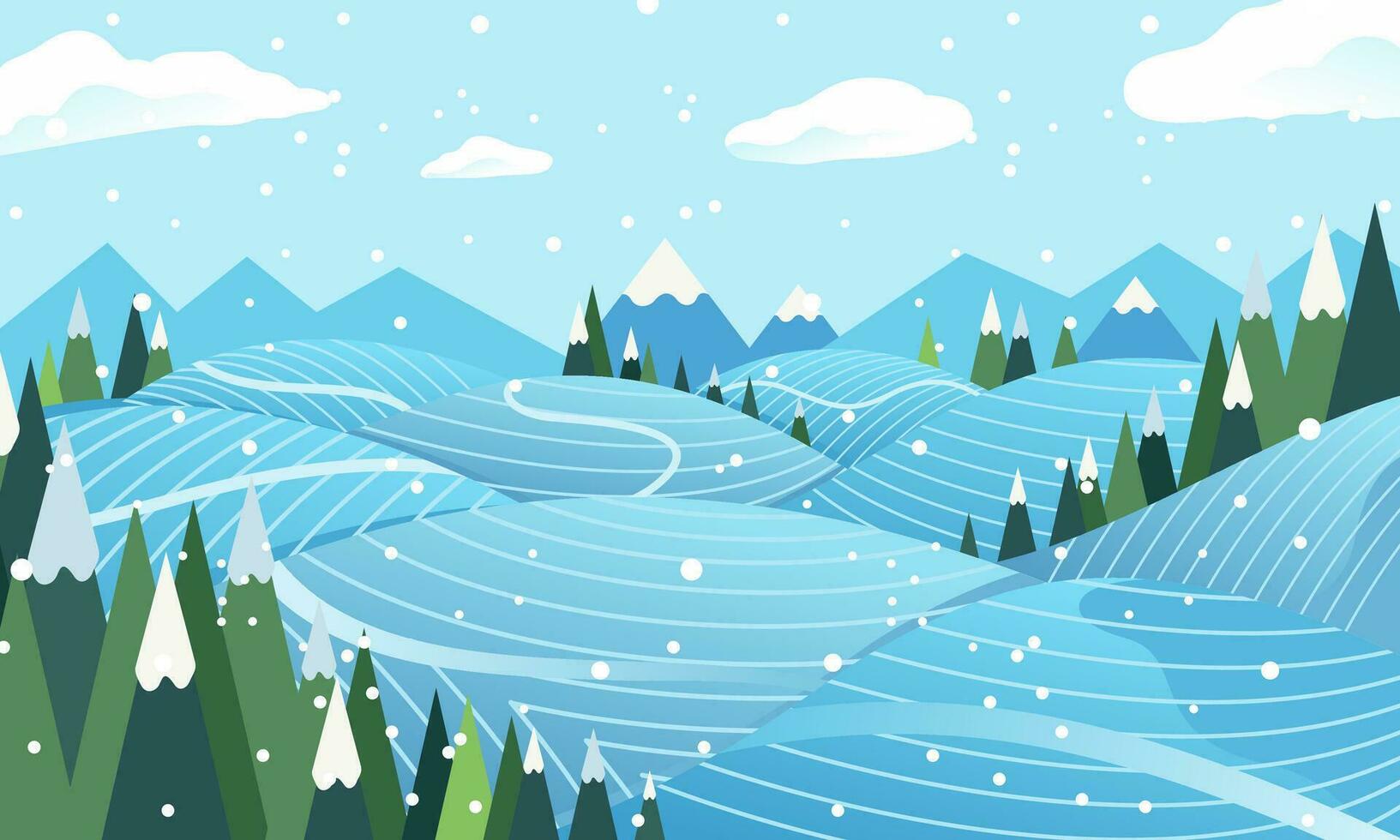 flat vector illustration of meadows in winter