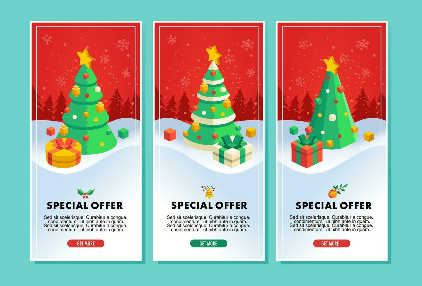 christmas sale flyer or banner vector illustration with christmas tree and gift isometric illustration