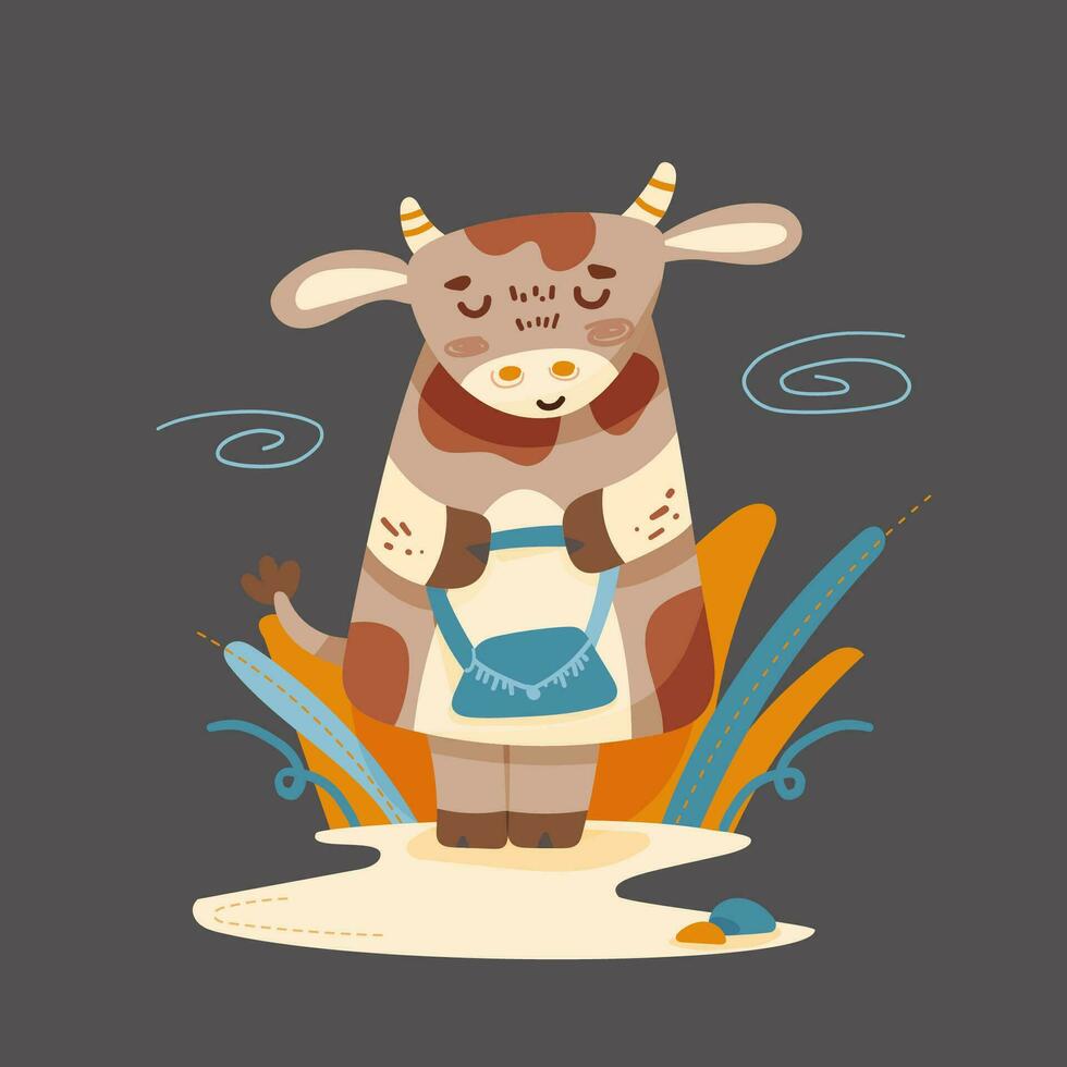 Feminine Cow Mascot vector