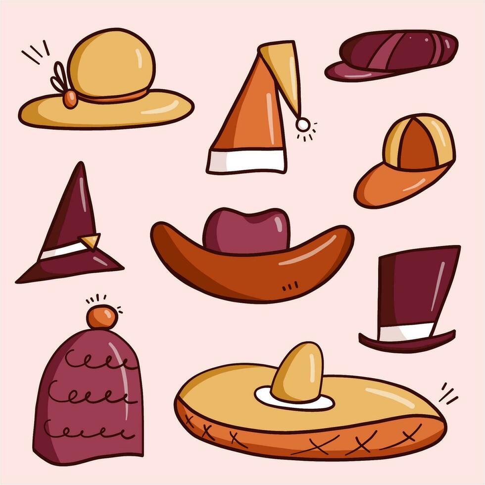 garabatear sombreros conjunto vector