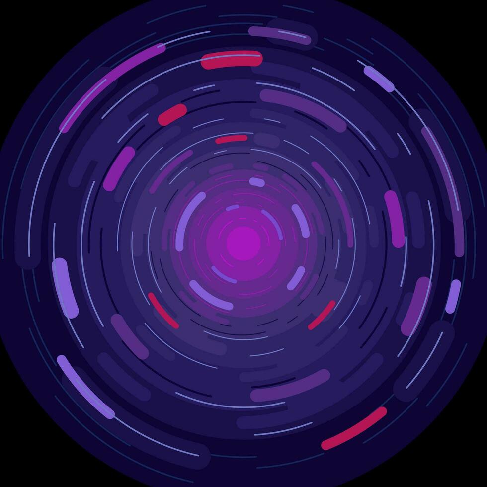 Abstract round circular pattern vector and background dark purple color radial rounded line geometric shape