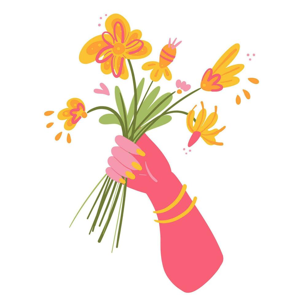 Bouquet in Pink Hand vector