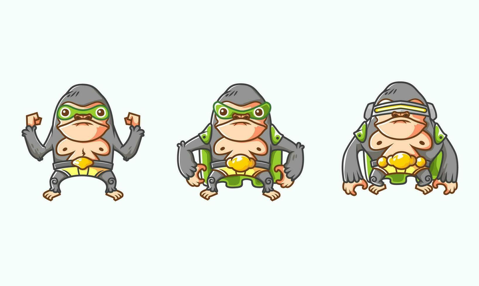 set of isometric gorilla hero character evolution illustration, with white background vector