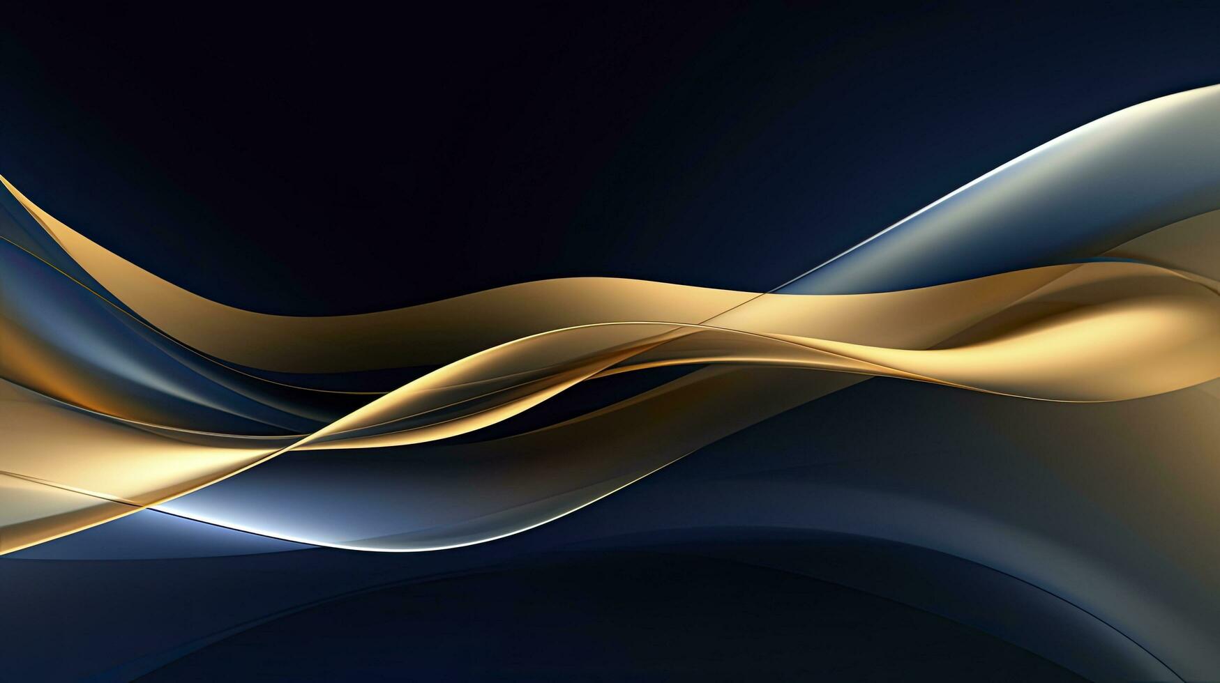 Gold and navy blue waves abstract. AI Generated. photo
