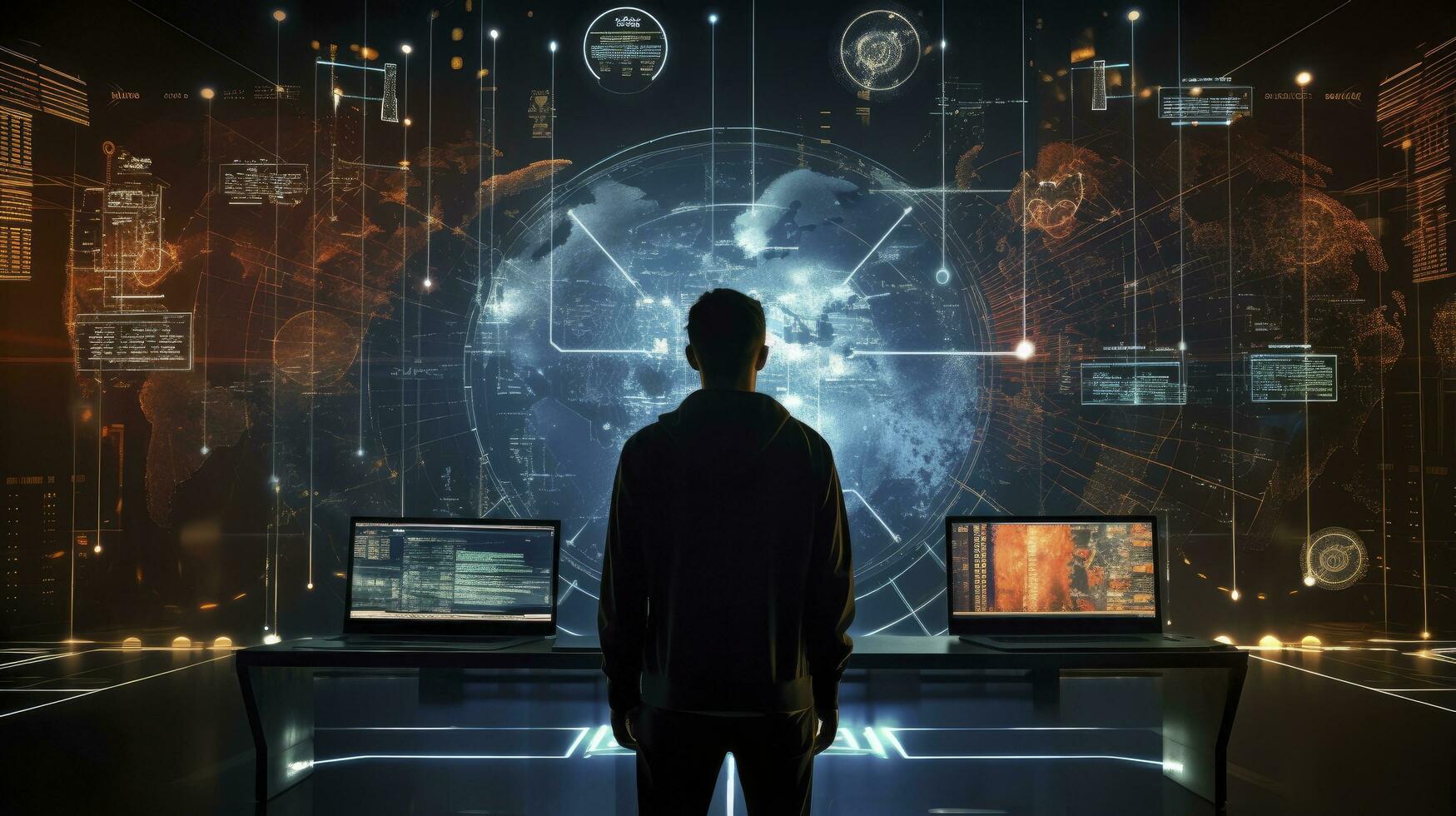 Guardian of the Digital World. Confronting Cyber Threats. AI Generated photo