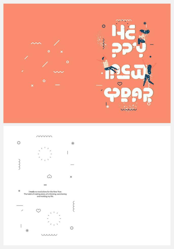 NEW YEAR CARD TYPOGRAPHY PEOPLE FLAT VECTOR