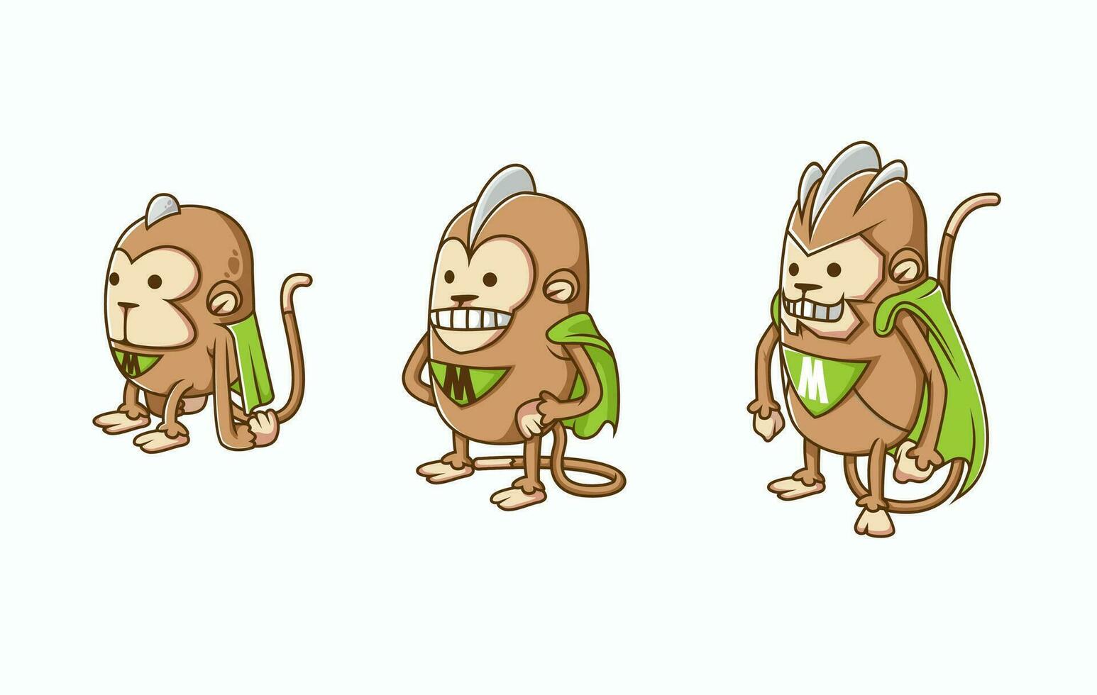 conjunto de isométrica mono héroe personaje evolución ilustración, con blanco antecedentes vector