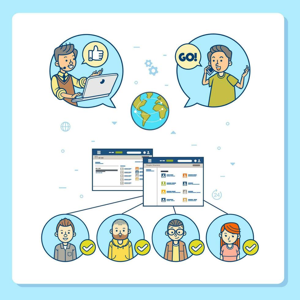 social media connect many people in world wide, internet connection for social media line art illustration vector