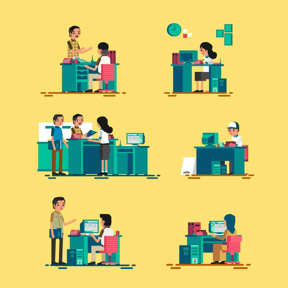 set of people work in officevector illustration vector