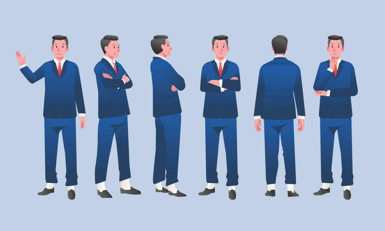 plano diseño concepto de empresario con diferente poses gestos vector dibujos animados personaje diseño colocar.