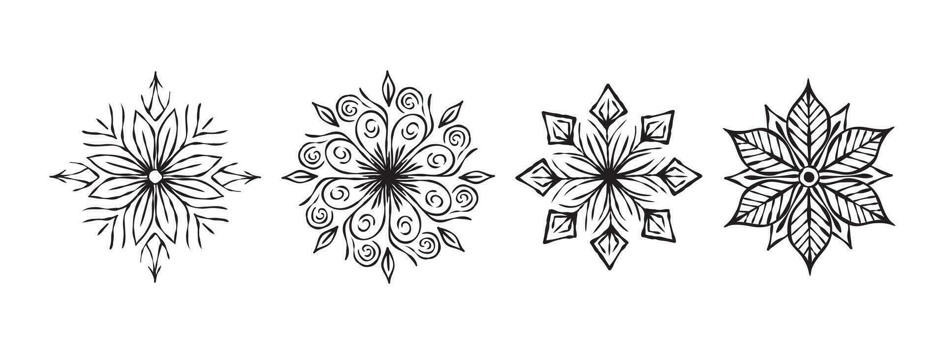 Snowflakes icons. Hand Drawn snowflakes. Snowflake sketch. Vector scalable graphics
