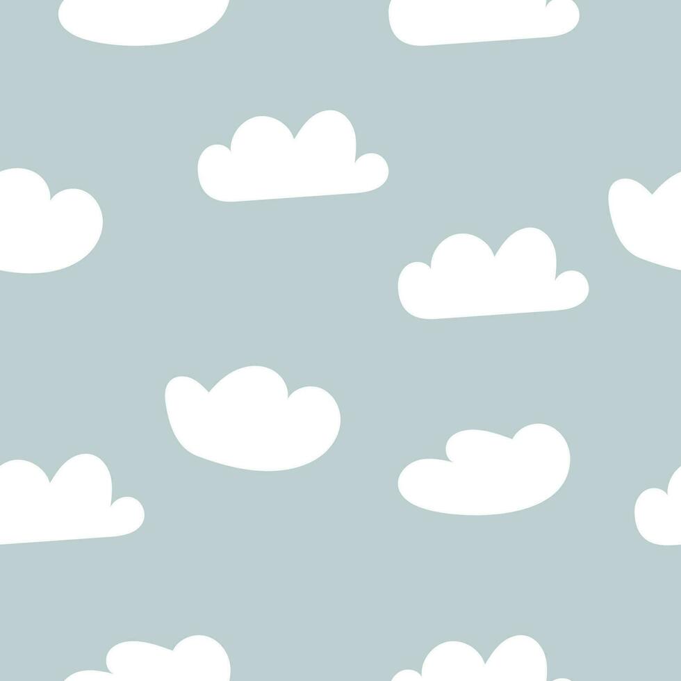 Vector seamless cloud pattern background, hand drawn simple pattern design.