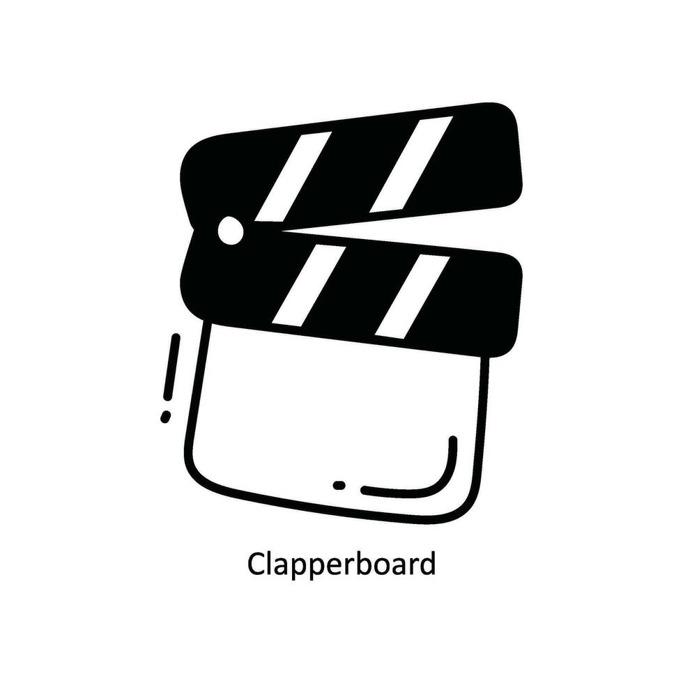 Clapperboard doodle Icon Design illustration. School and Study Symbol on White background EPS 10 File vector
