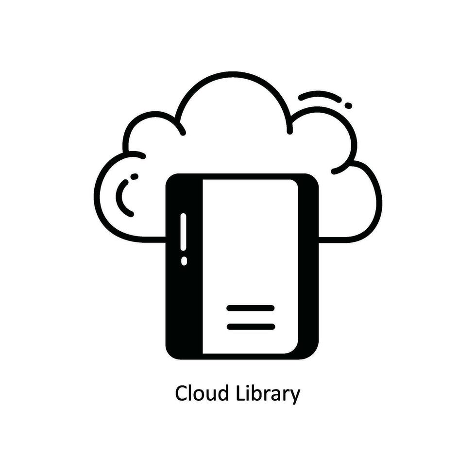 nube biblioteca garabatear icono diseño ilustración. colegio y estudiar símbolo en blanco antecedentes eps 10 archivo vector