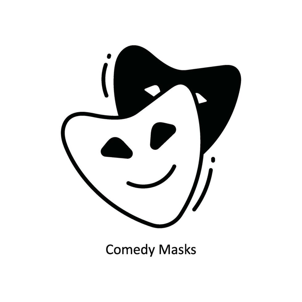 Comedy Masks doodle Icon Design illustration. School and Study Symbol on White background EPS 10 File vector