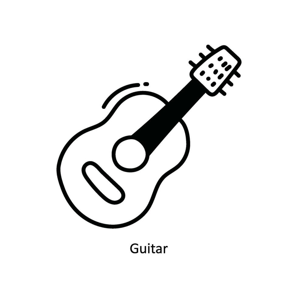 Guitar doodle Icon Design illustration. School and Study Symbol on White background EPS 10 File vector