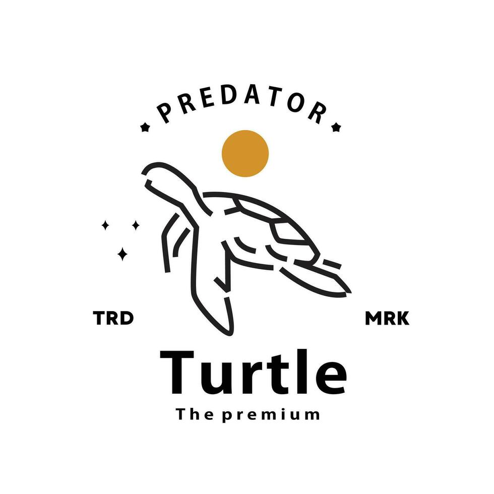vintage retro hipster turtle logo vector outline monoline art icon