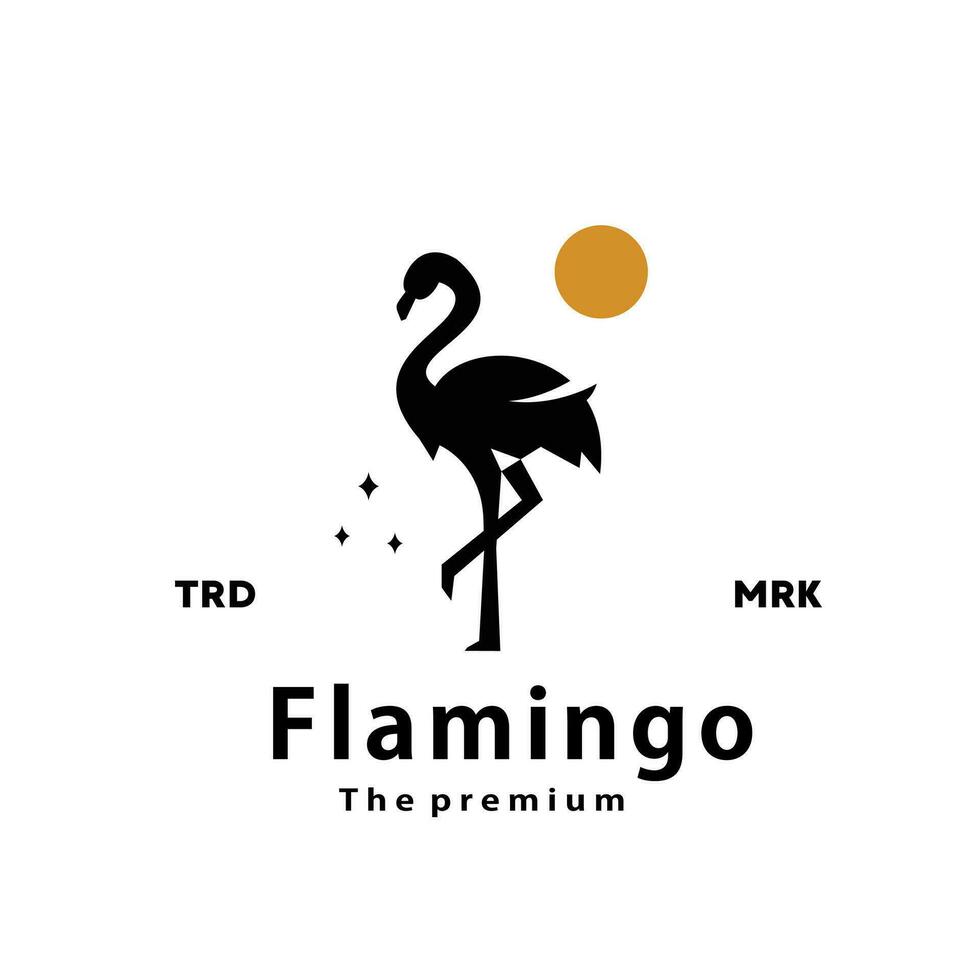 vintage retro hipster flamingo logo vector outline silhouette art icon
