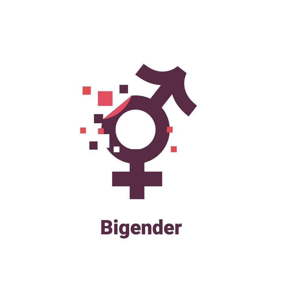 sign for bigender, pixel gender image logo icon isolated on white background vector