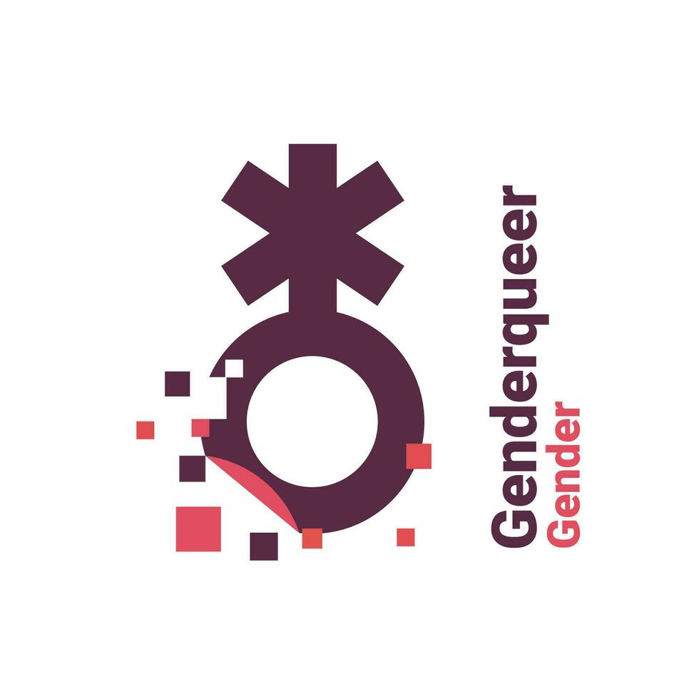 sign for genderqueers , pixel gender image logo icon isolated on white background vector