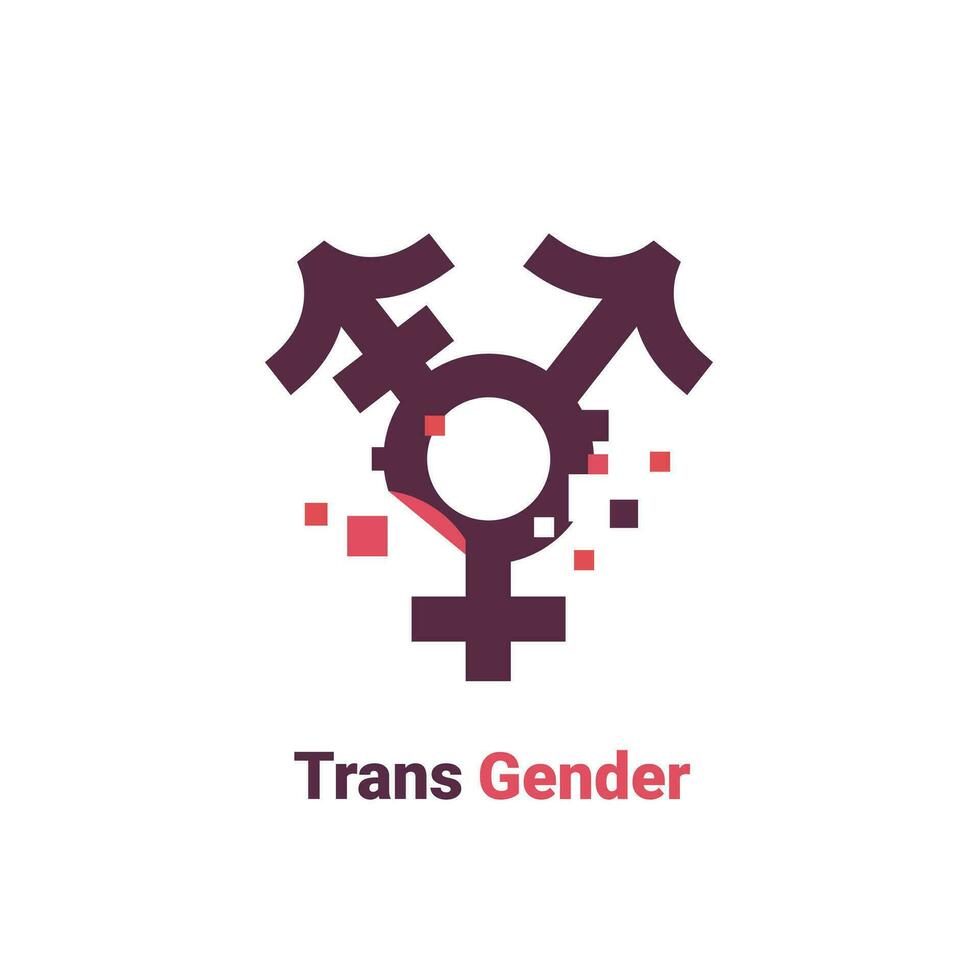 sign for transgender, pixel gender image logo icon isolated on white background vector