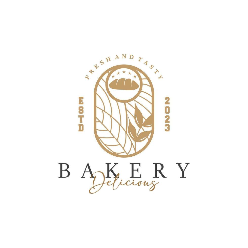 Bread Logo, Old Retro Vintage Style Bakery Shop Design, Vector Wheat Bread Simple Tremplet Illustration