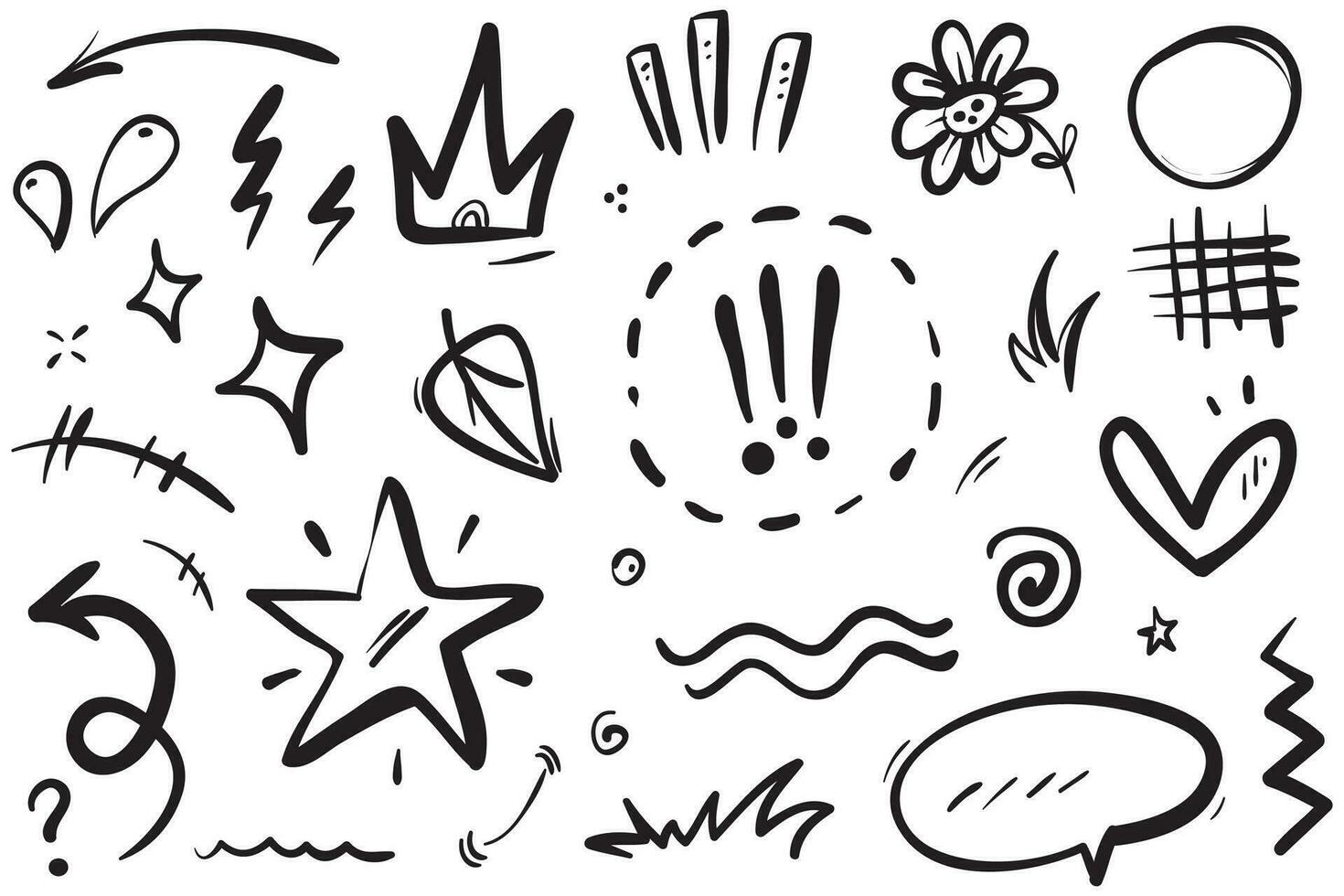 Doodle lines, Arrows, circles and curves vector.hand drawn design elements isolated on white background for infographic. vector illustration.
