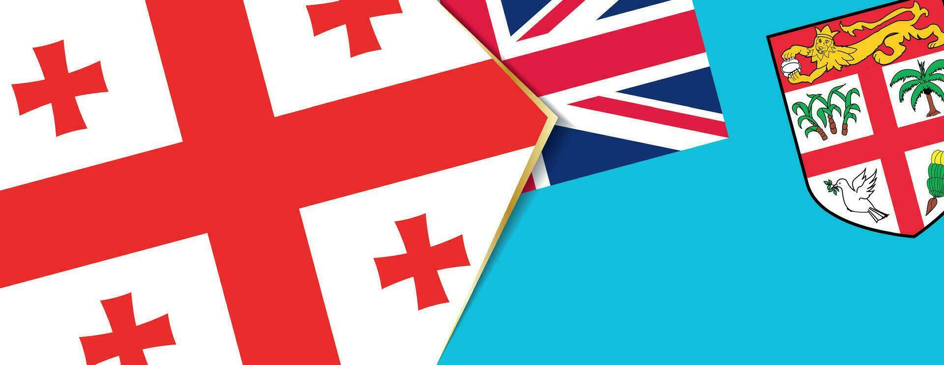 Georgia and Fiji flags, two vector flags.