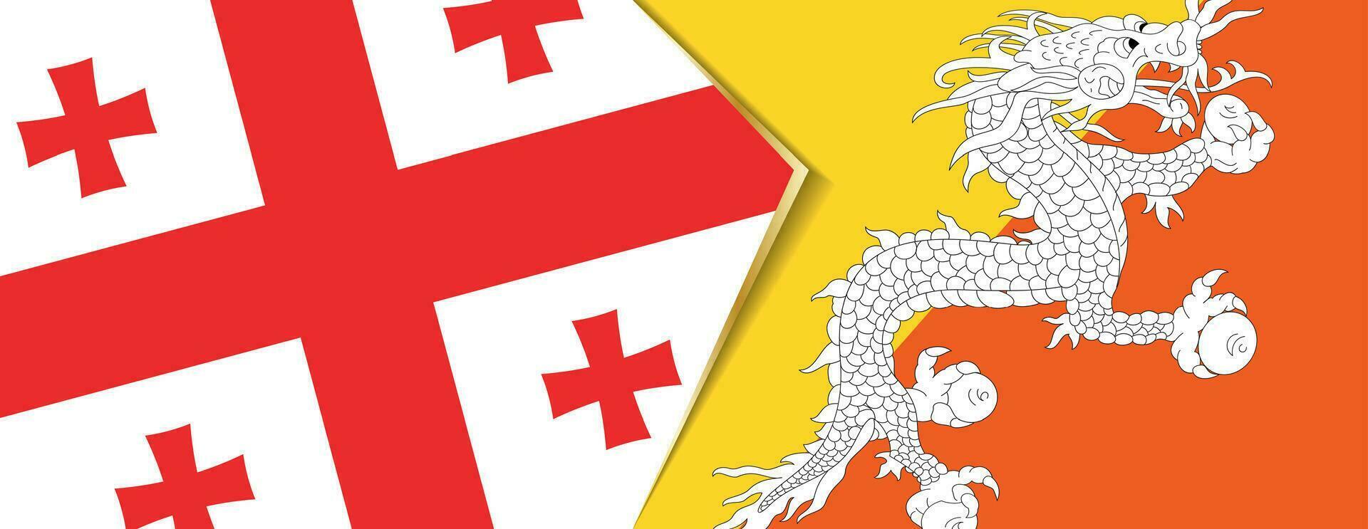 Georgia y Bután banderas, dos vector banderas