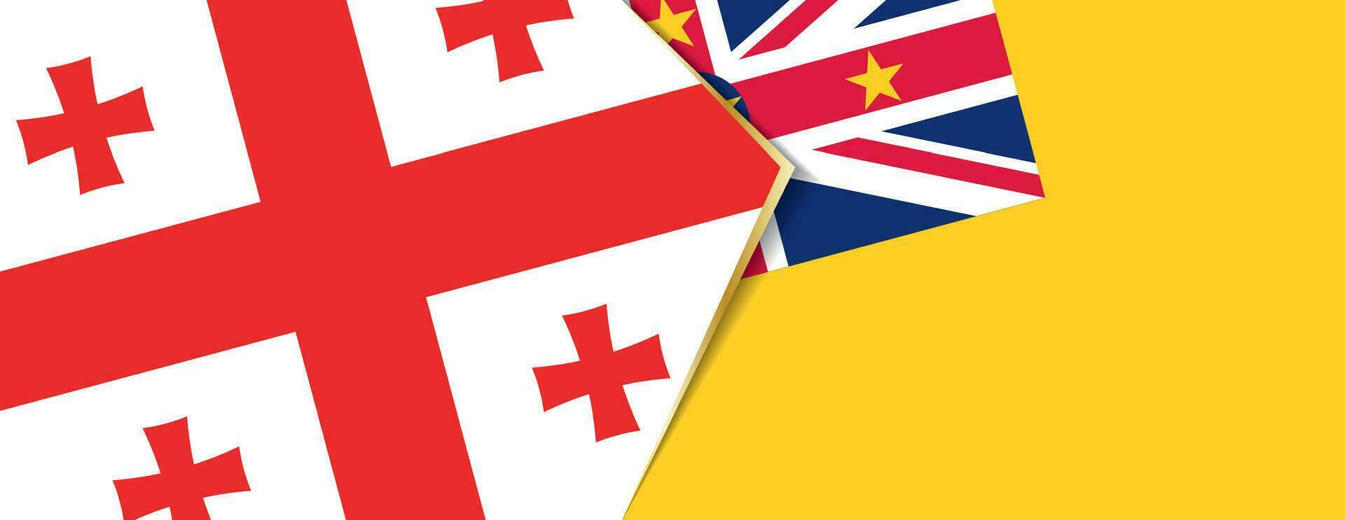 Georgia and Niue flags, two vector flags.