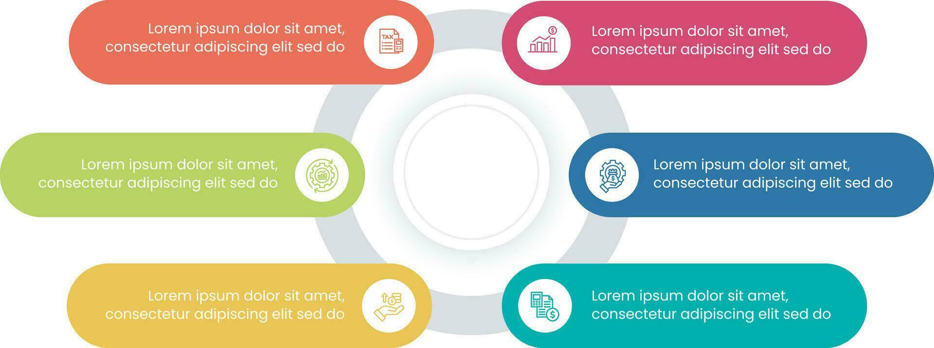 Six circle infographic modern design vector