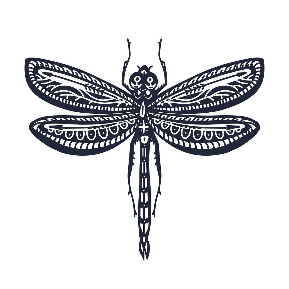 Dragonfly tattoo sketch Vector graphic art symbol