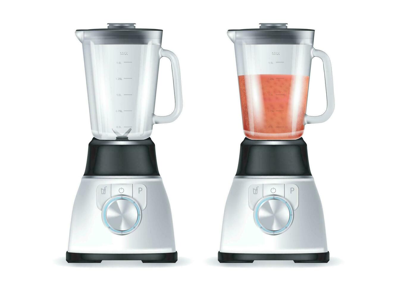 Realistic Detailed 3d Juicer Mixer Mockup and with Drink Set. Vector