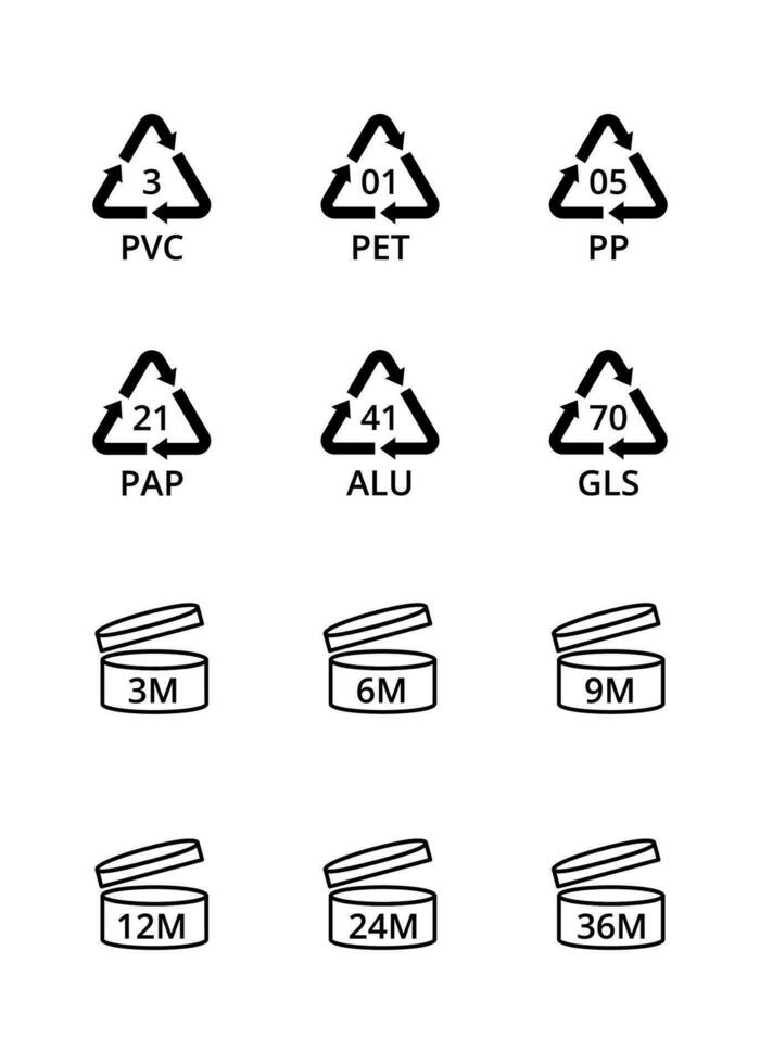 Packaging Symbols Black Thin Line Icons Set. Vector