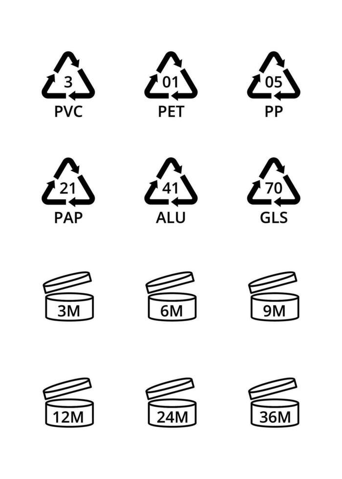 Packaging Symbols Black Thin Line Icons Set. Vector