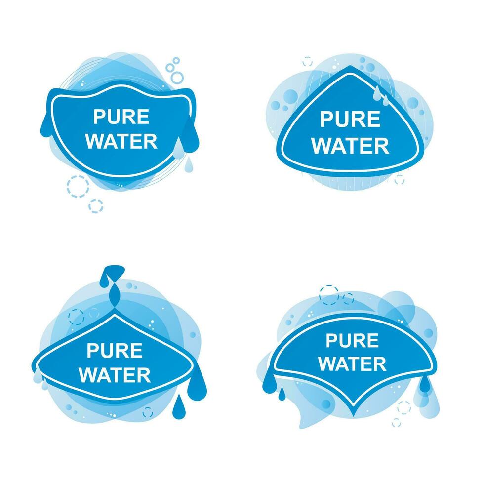 Pure Water Label Badge Sign Set Concept. Vector