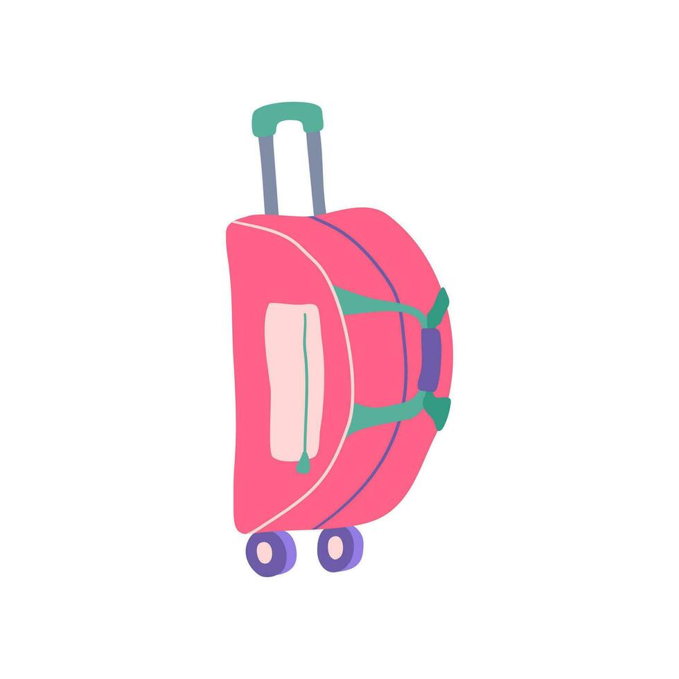 Cartoon Red Travel Suitcase Bag. Vector